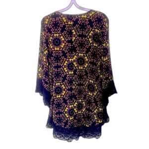 ART CLASS navy floral print cover up // Wms XL